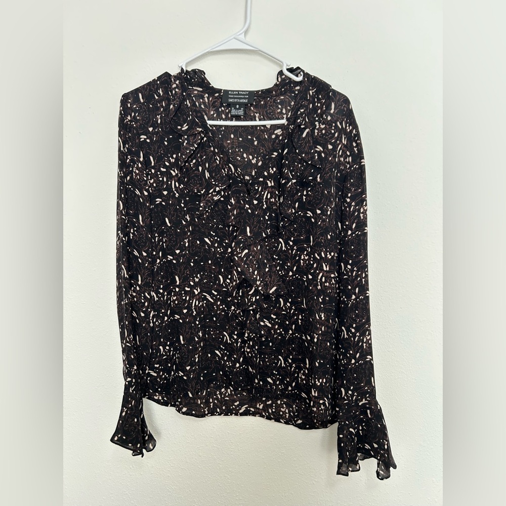 100% Silk Ellen Tracey Saks Fifth Ave Blouse